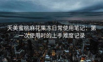 天美蜜桃麻花果冻日常使用笔记：第一次使用时的上手难度记录