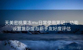 天美密桃果冻mv日常使用笔记：功能设置复杂度与新手友好度评估