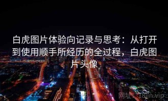白虎图片体验向记录与思考：从打开到使用顺手所经历的全过程，白虎图片头像