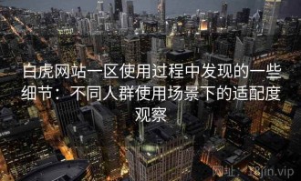 白虎网站一区使用过程中发现的一些细节：不同人群使用场景下的适配度观察