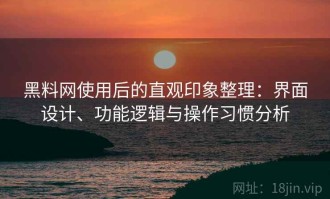黑料网使用后的直观印象整理：界面设计、功能逻辑与操作习惯分析