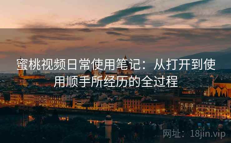 蜜桃视频日常使用笔记：从打开到使用顺手所经历的全过程